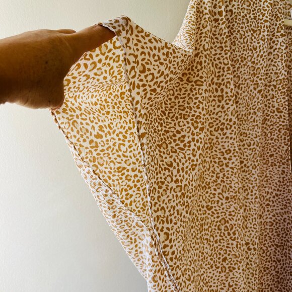 One Size Kimono Cover Up Beige Leopard Animal Print Wrap Open Tunic - Picture 4 of 6